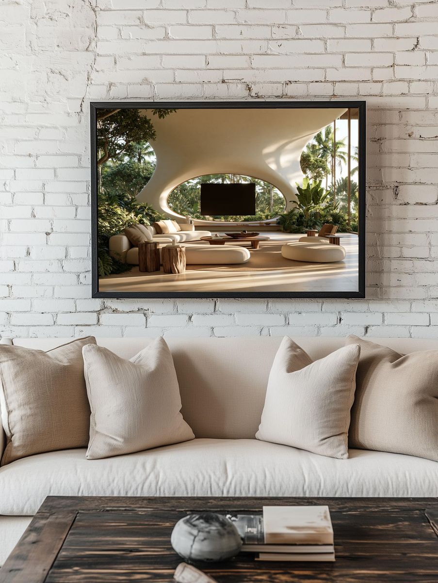 Tropical Modern Living Room Print. — room view 1