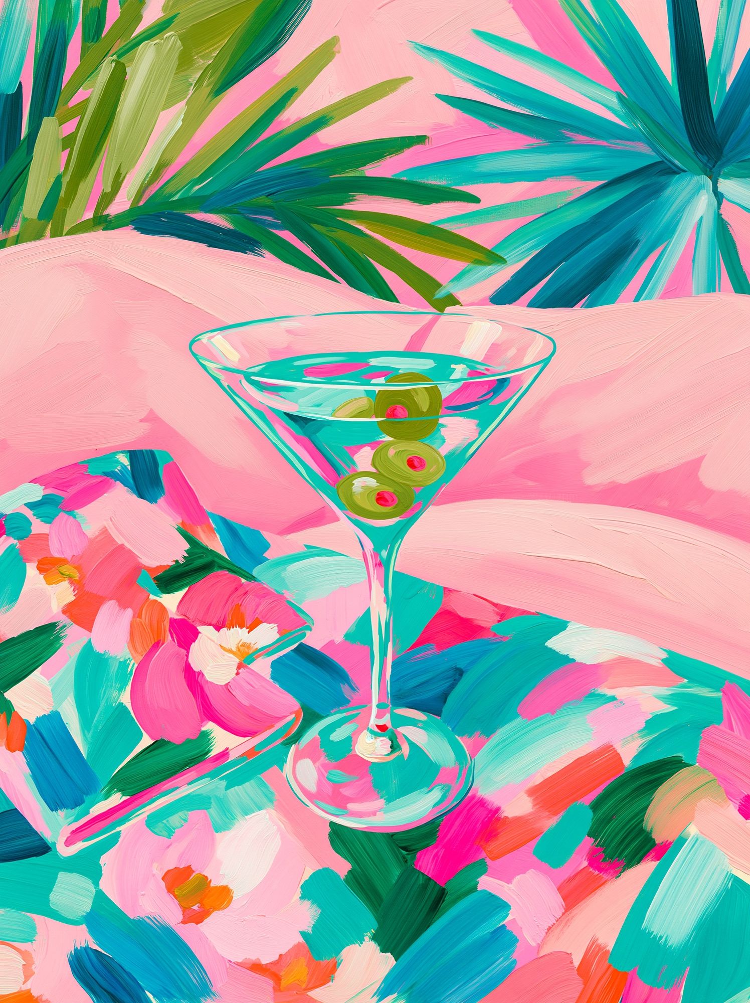 Tropical Martini Floral Poster. poster detail