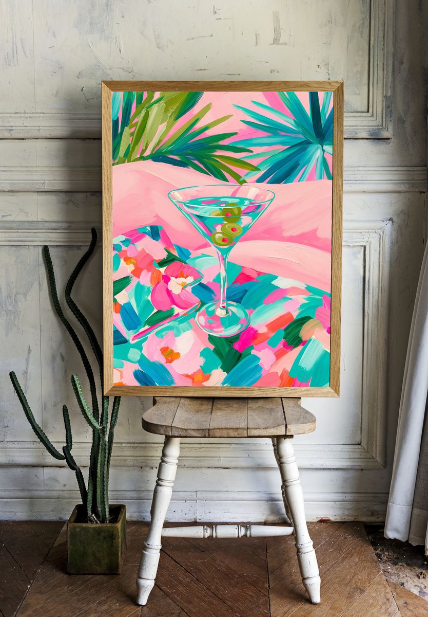 Tropical Martini Floral Poster. room preview