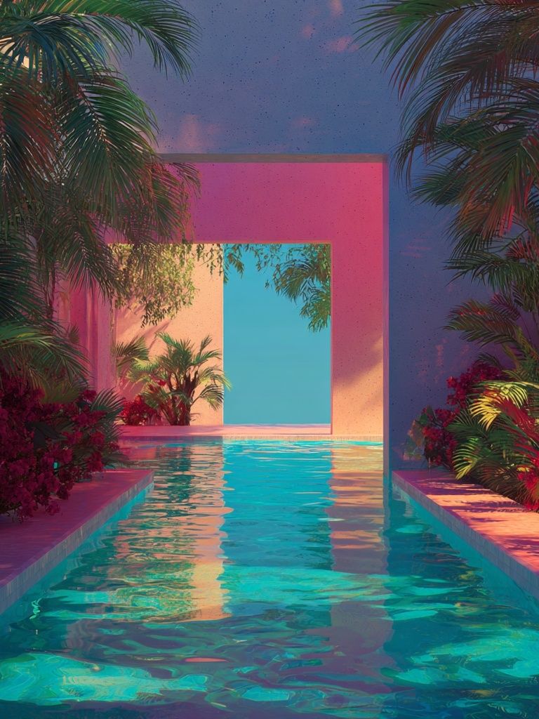 Tropical Oasis — Digital Art Print. poster — illustration art