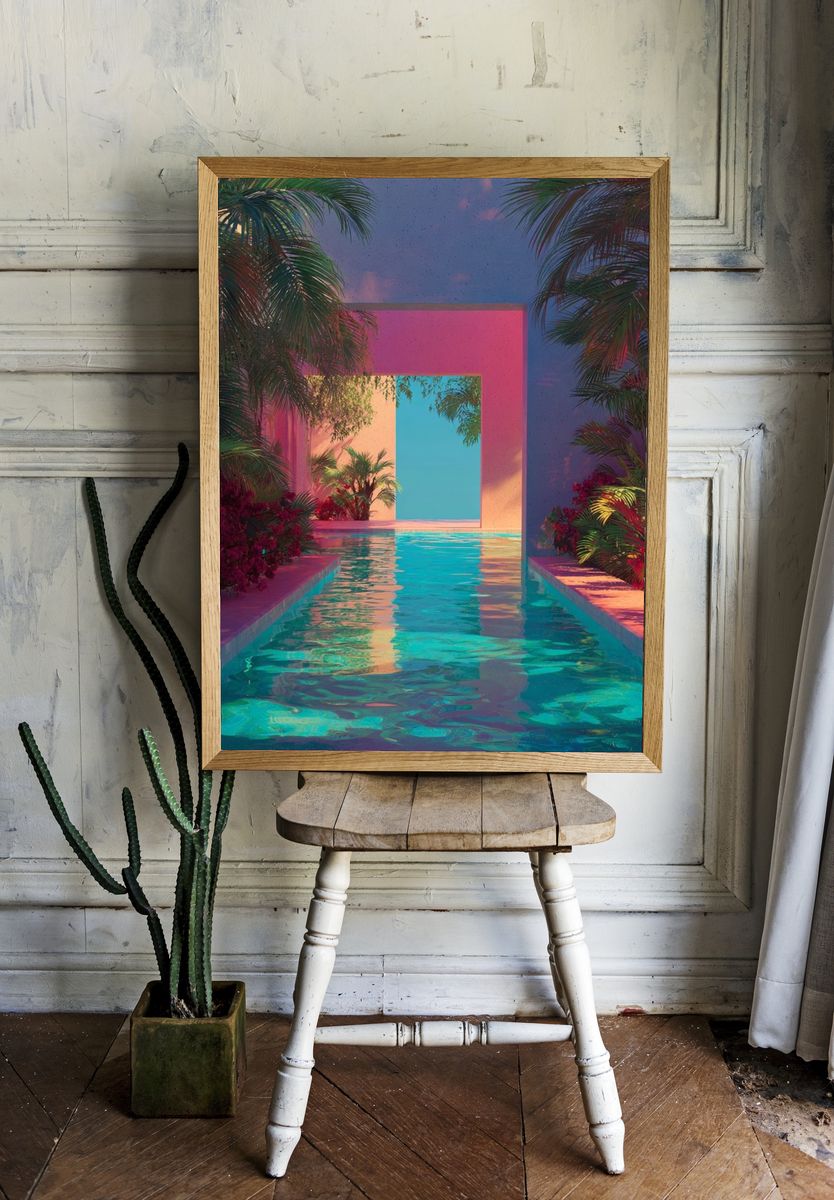 Tropical Oasis — Digital Art Print. — room view 1