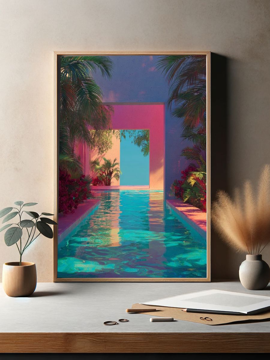 Tropical Oasis — Digital Art Print. — room view 2