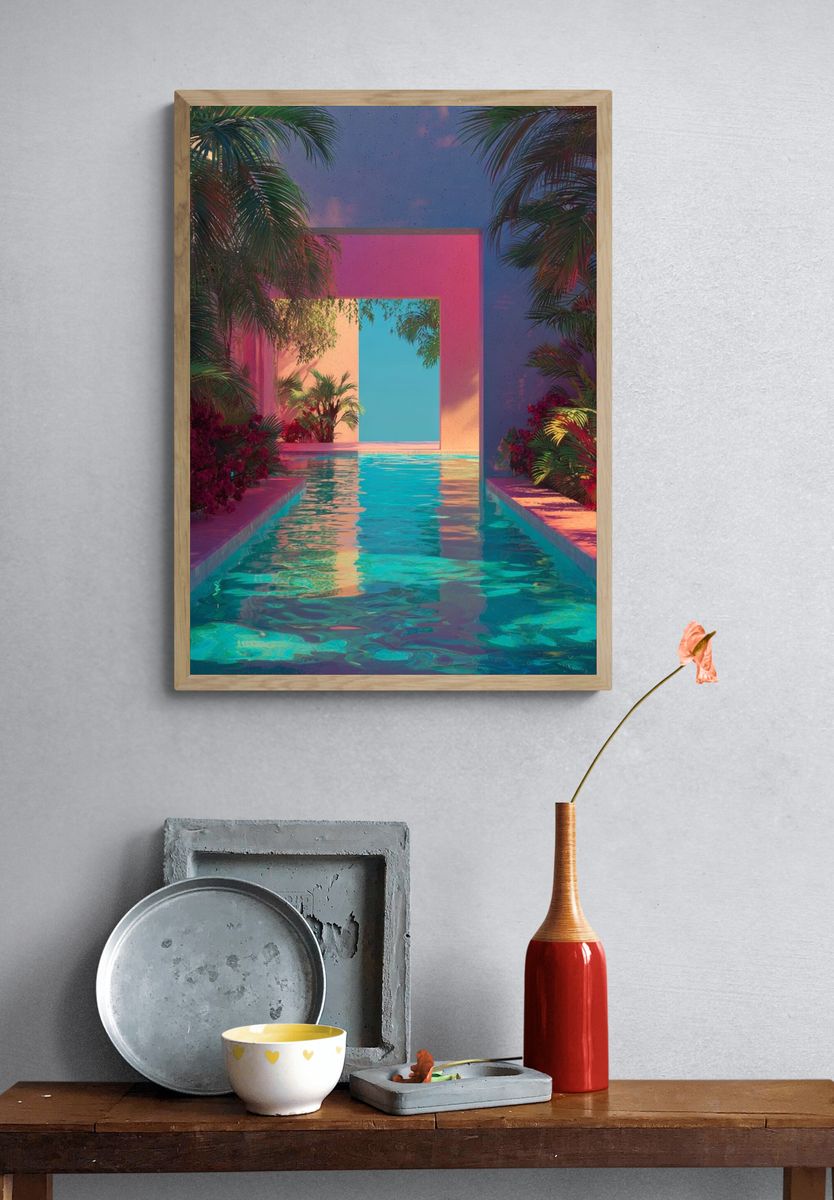 Tropical Oasis — Digital Art Print. — room view 3