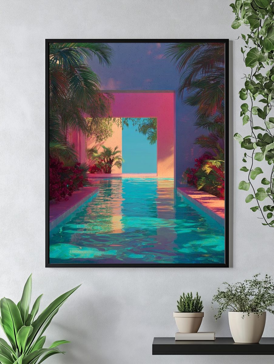 Tropical Oasis — Digital Art Print. — room view 4