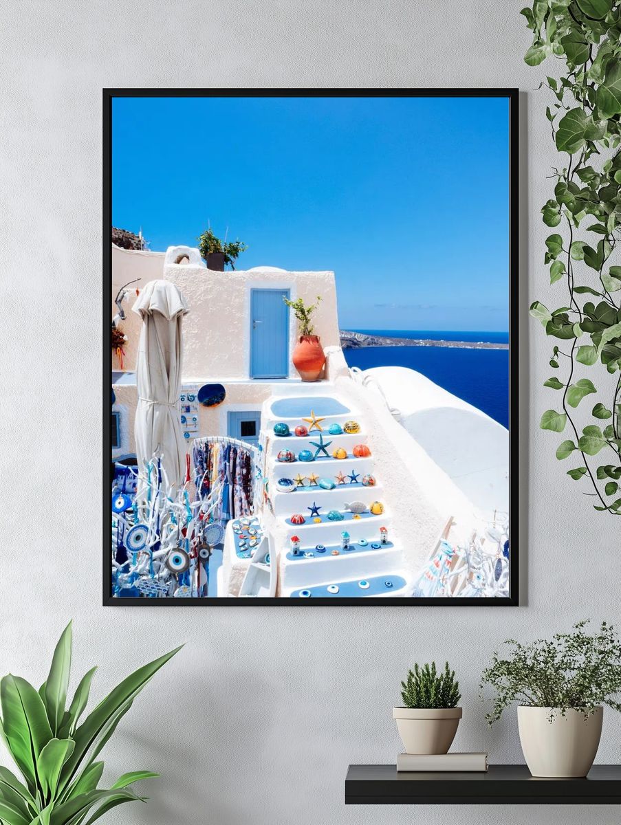 Santorini Steps — Travel Photography Poster. — room view 4