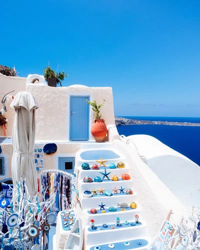Santorini Steps — Travel Photography Poster. poster