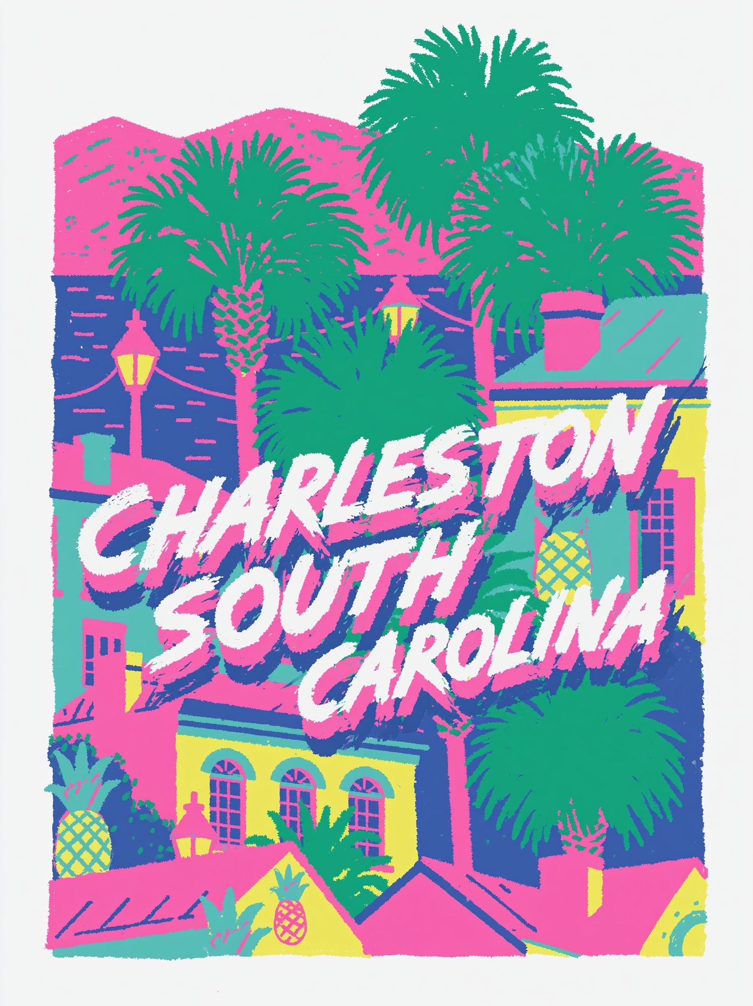 Charleston South Carolina Retro Poster. poster — maps-travel art