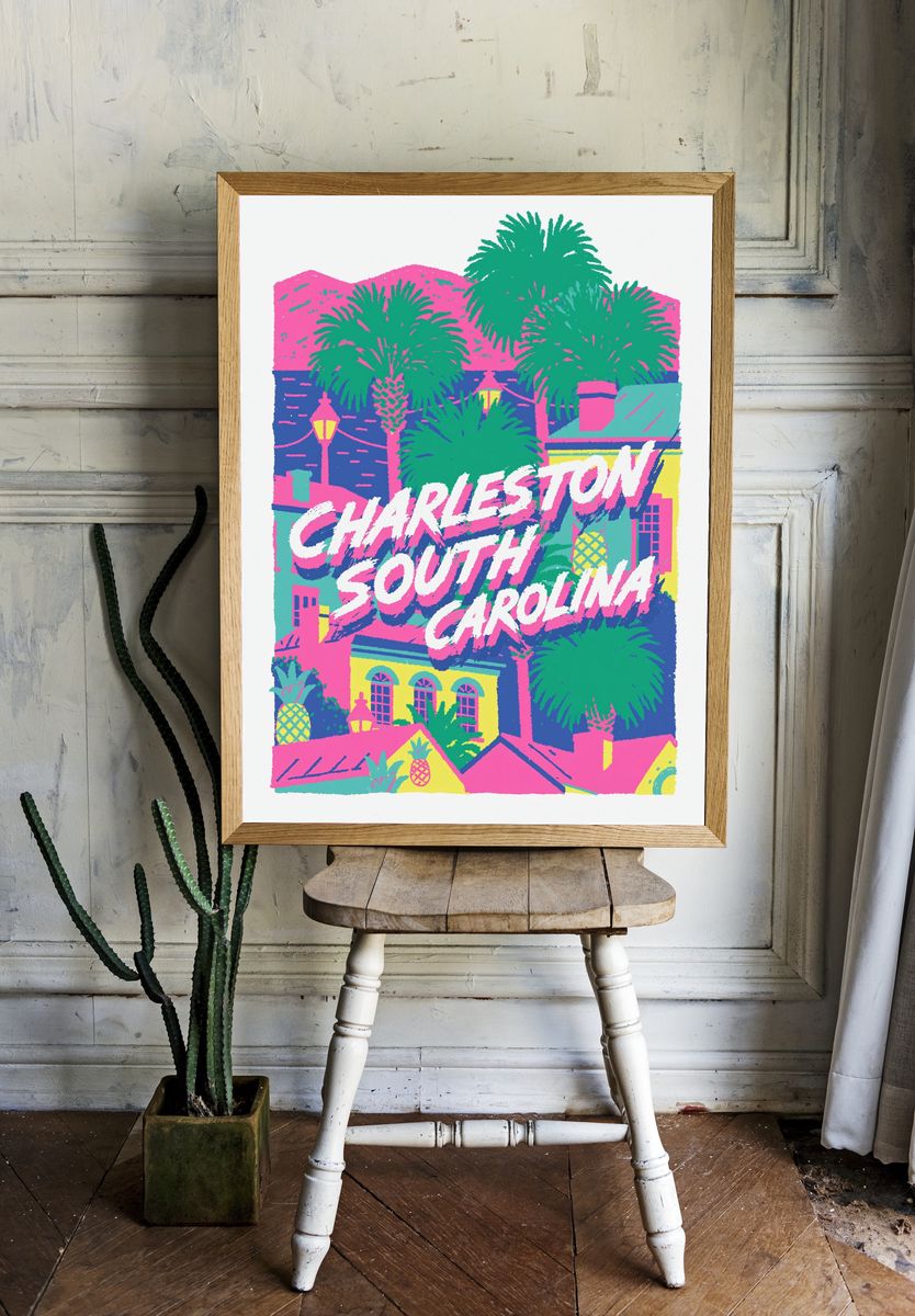 Charleston South Carolina Retro Poster. room preview