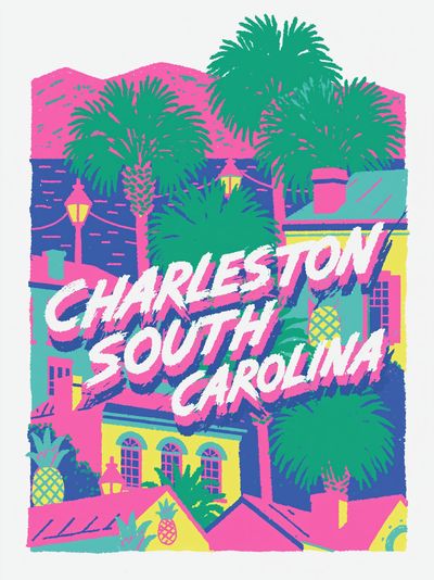 Charleston South Carolina Retro Poster.