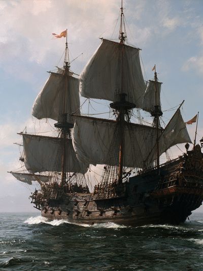 Tall Ship at Sea Photography Poster. poster