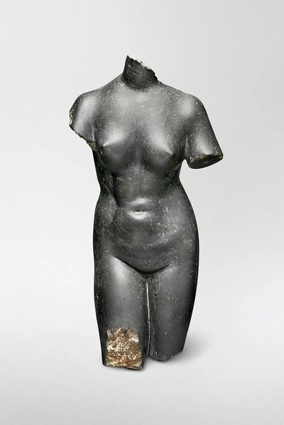 Naked lady vintage sculpture, Basalt.