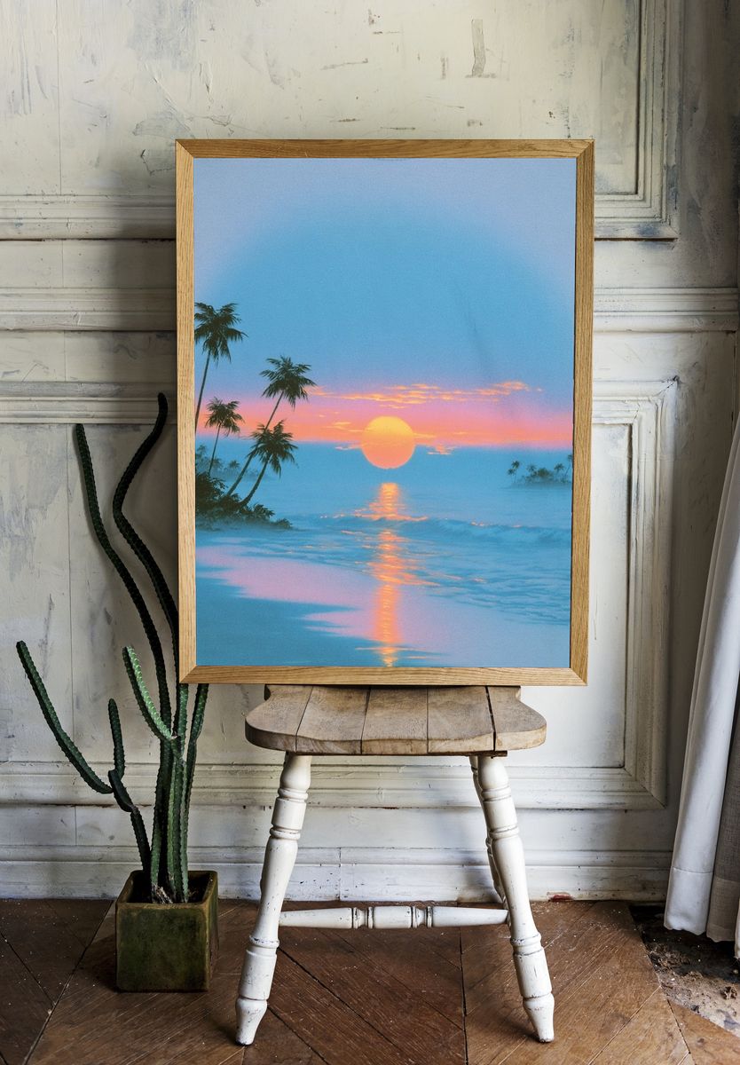 Tropical Sunset Beach Photography Poster. room preview