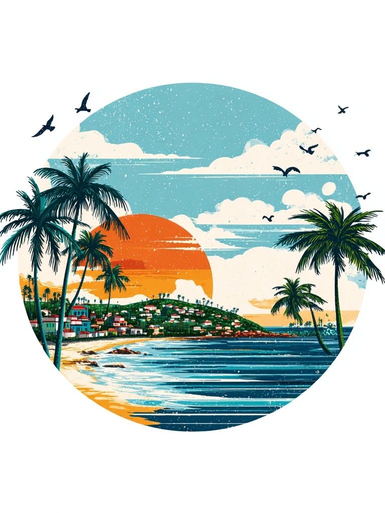 Tropical Sunset — Illustration Print. poster detail
