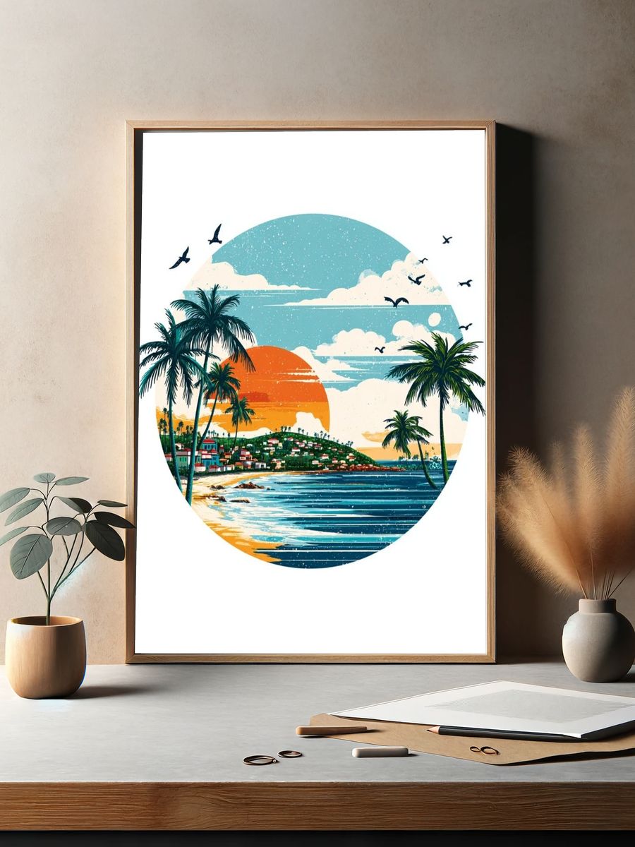 Tropical Sunset — Illustration Print. — room view 2