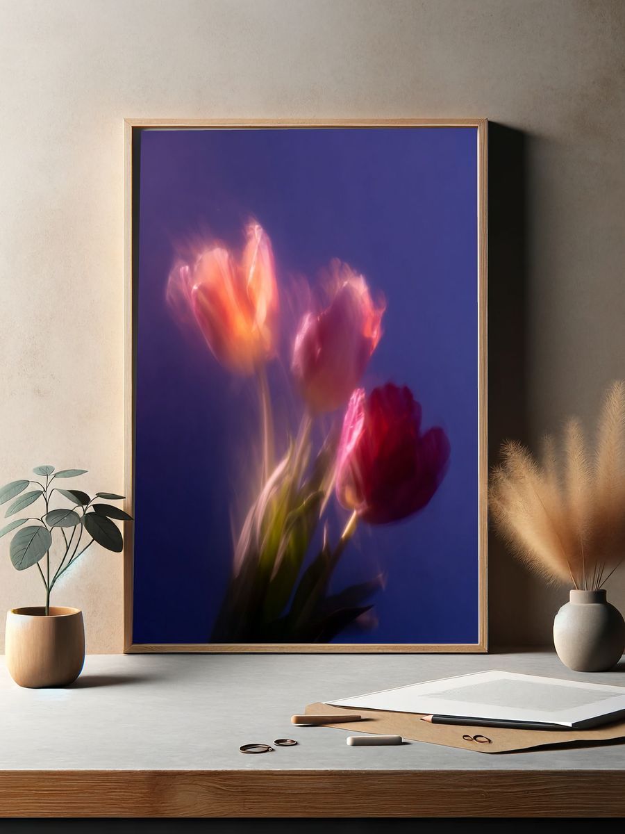 Dreamy Tulips Photography Poster. — room view 2