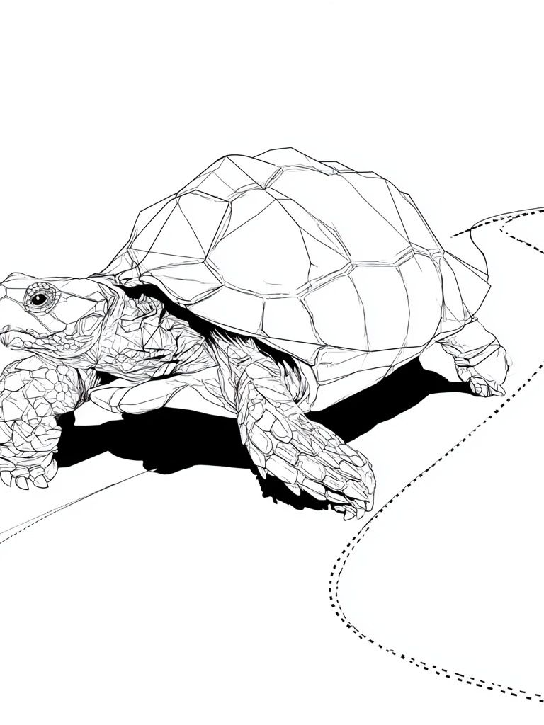 Geometric Turtle Line Art Poster. poster — animals art