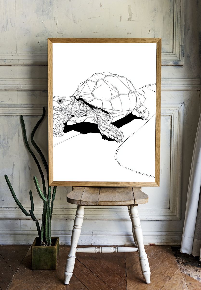 Geometric Turtle Line Art Poster. room preview