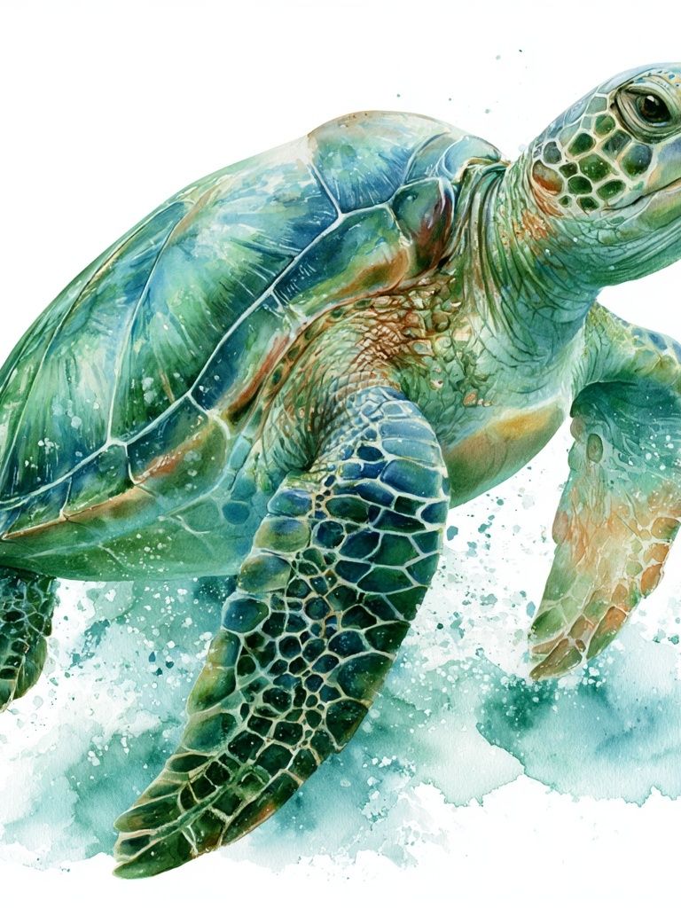 Sea Turtle Watercolor Poster. poster detail