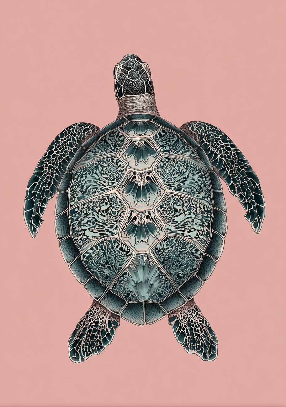 Sea Turtle Illustration Poster. poster — animals art