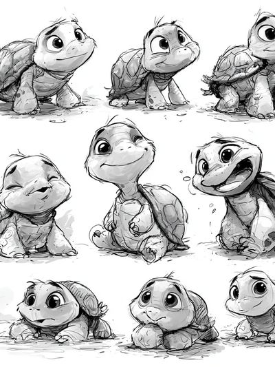 Cute Turtle Sketch Poster.