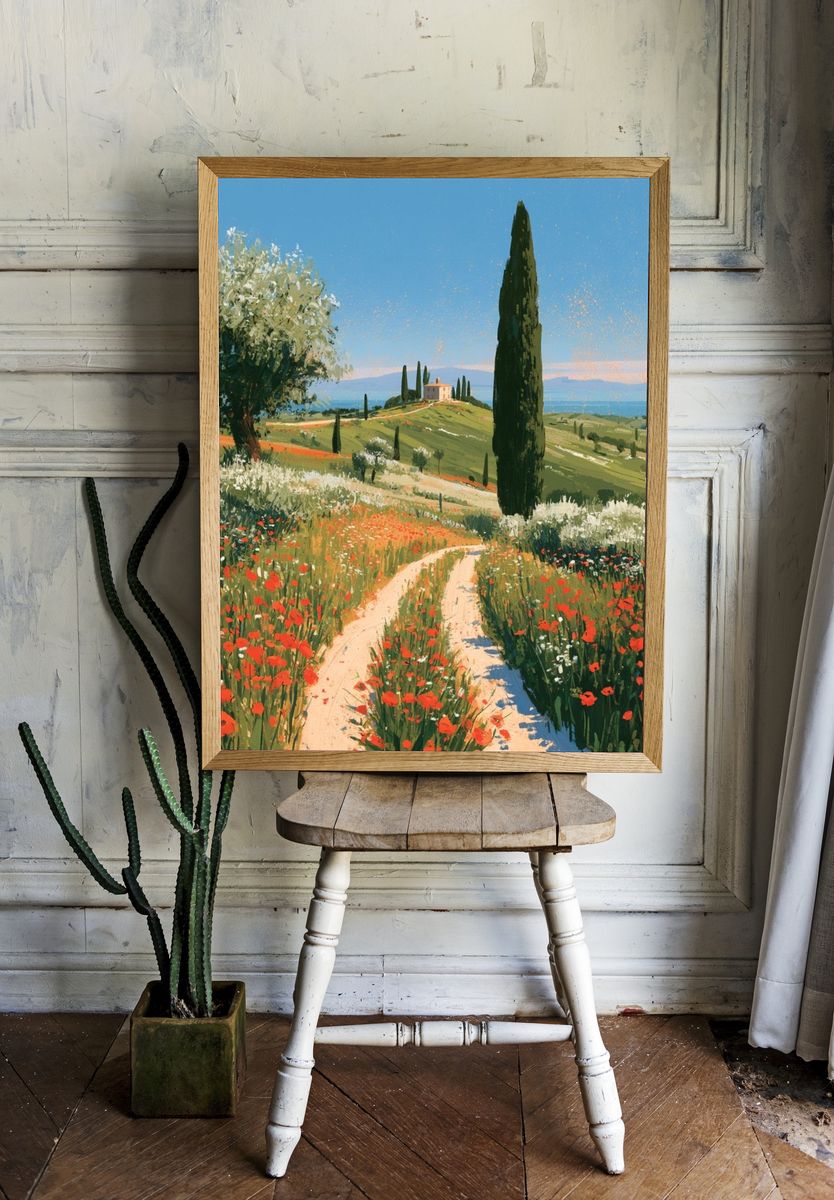Tuscan Poppy Fields — Fine-Art Print. room preview