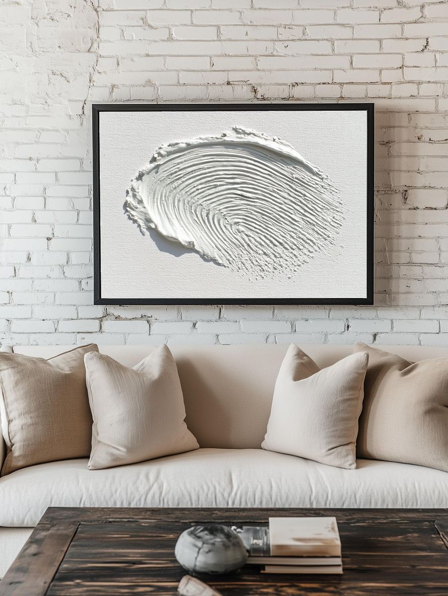 Textured White Abstract Poster. — room view 1