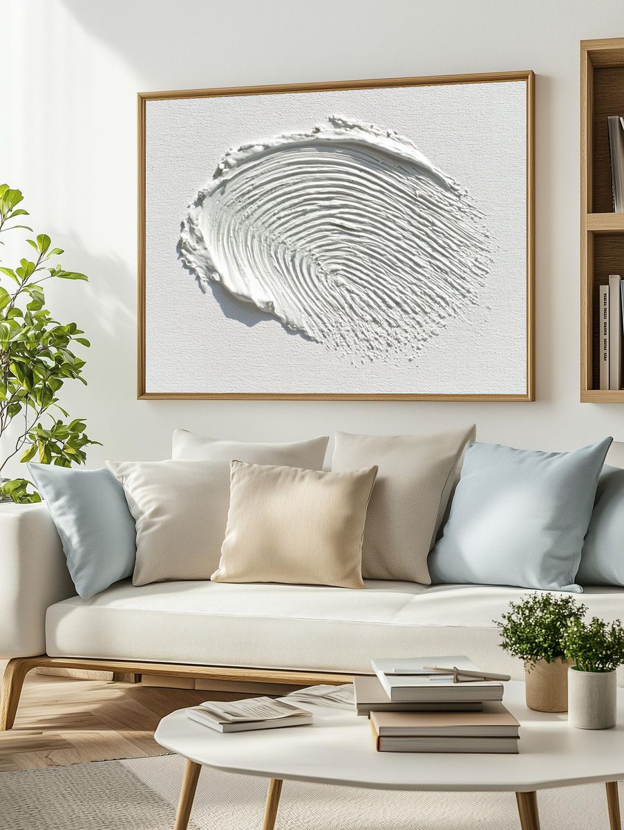 Textured White Abstract Poster. — room view 2