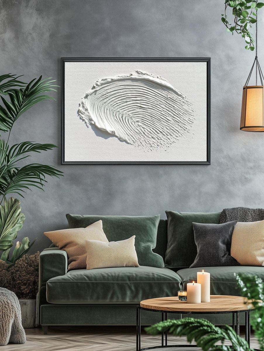 Textured White Abstract Poster. — room view 4