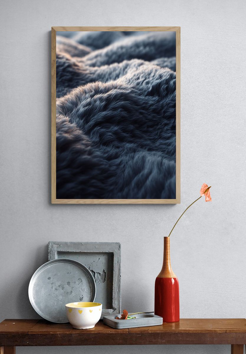 Textured Waves — Abstract Print. — room view 3