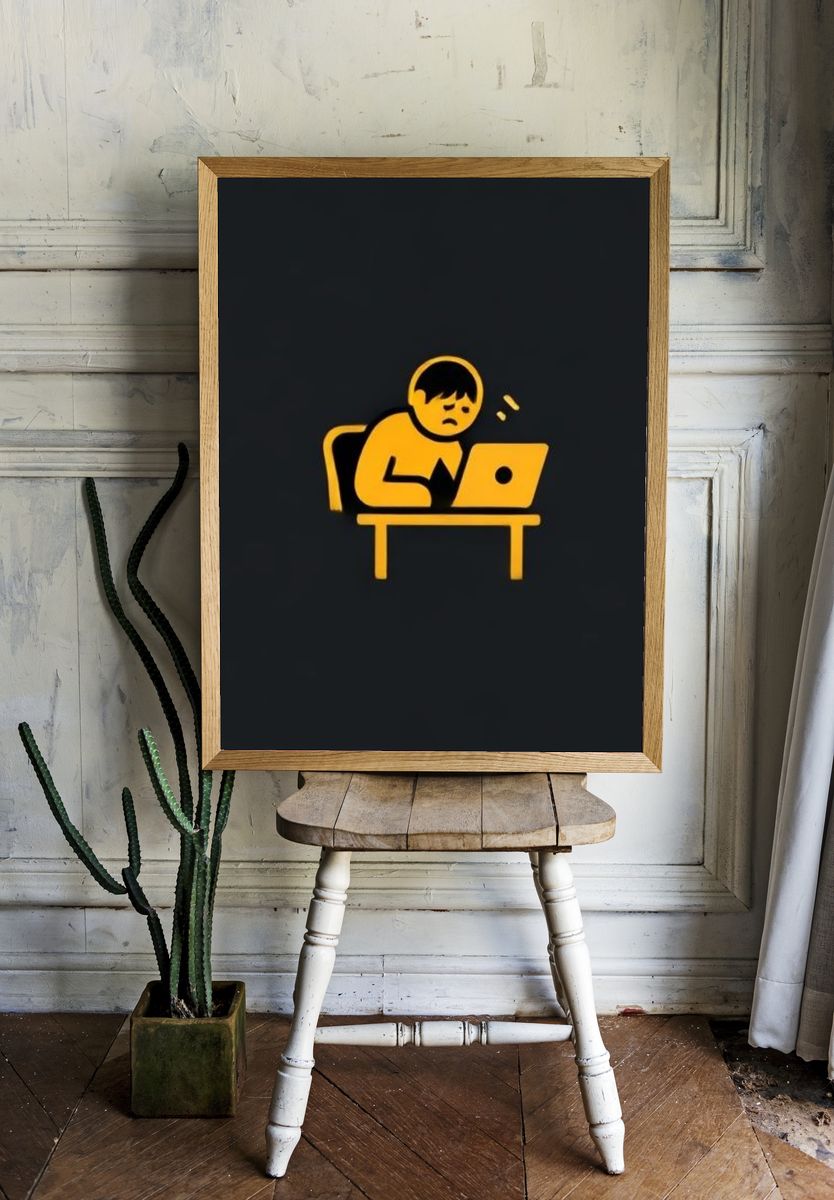 Tired Worker Typography Poster. room preview