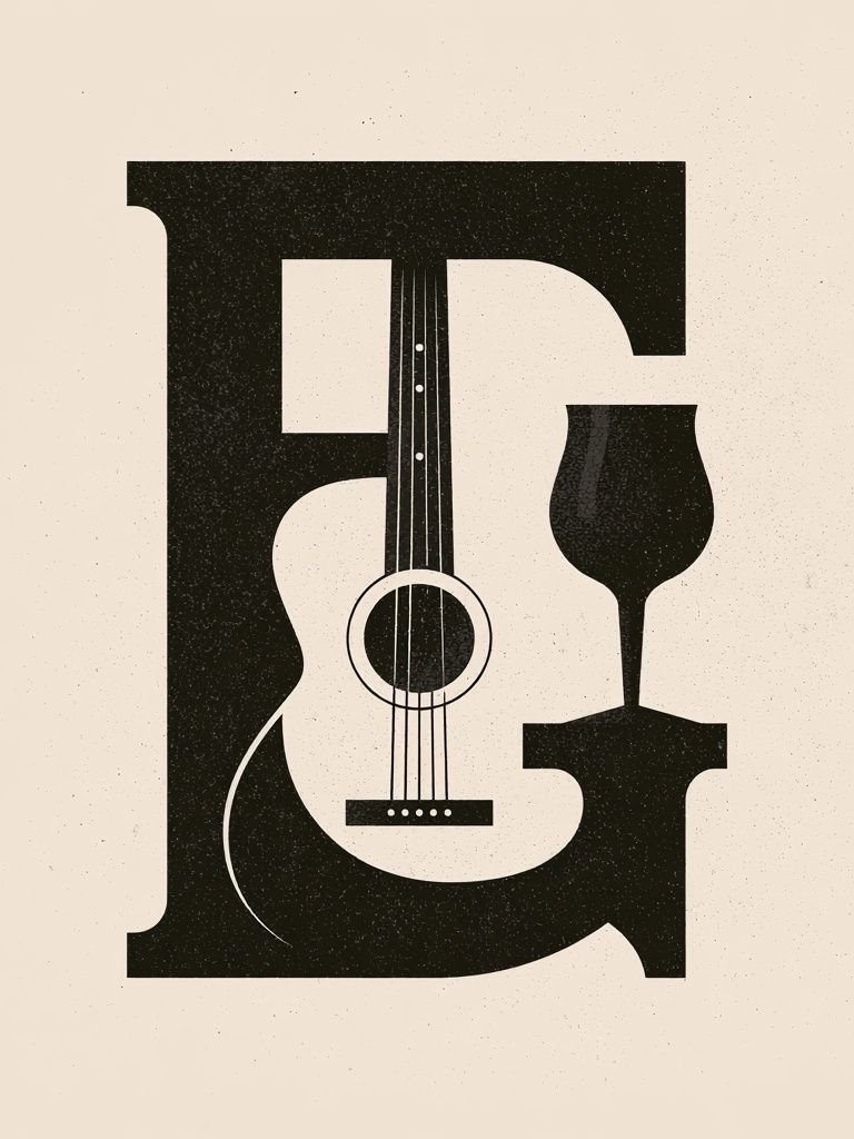 Guitar Monogram Typography Poster. poster detail