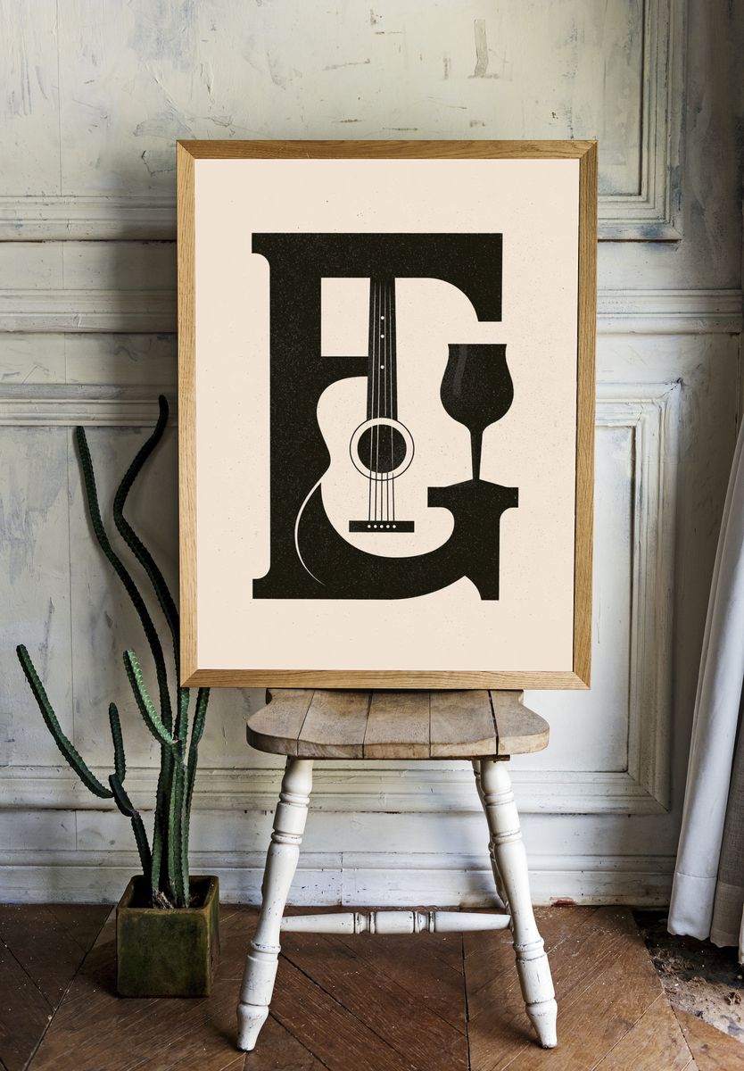 Guitar Monogram Typography Poster. room preview