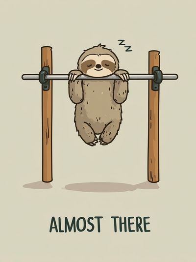 Almost There Sloth Typography Poster.