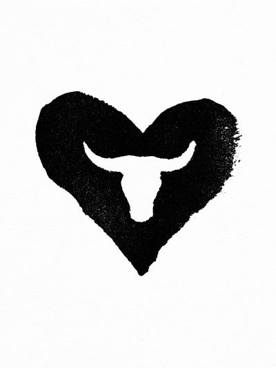 Heart Bull Skull Typography Print.