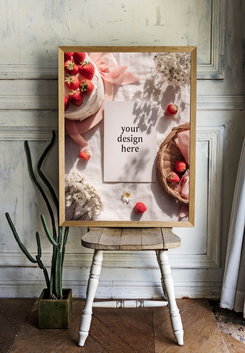 Strawberry Cake — Typography Print room preview