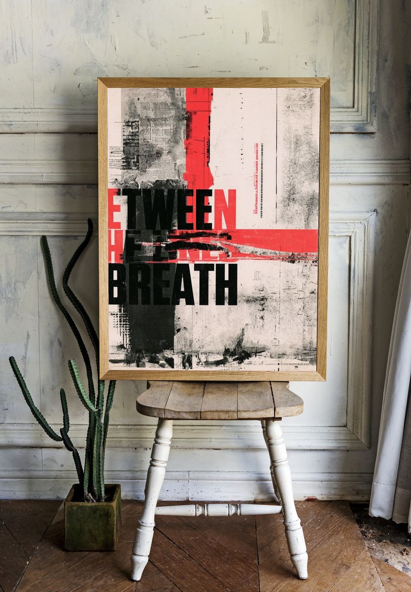 Between the Breath Typography Poster. room preview