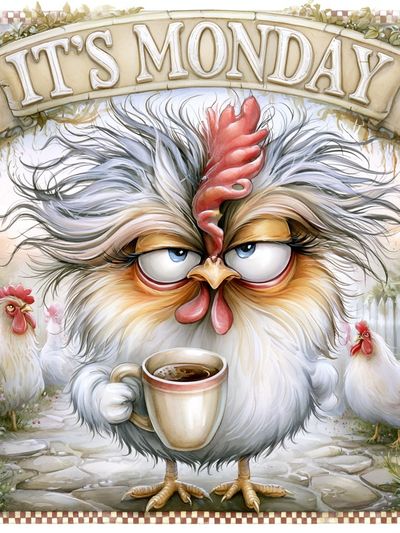 It's Monday Chicken Typography Print. poster
