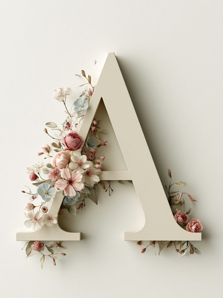 Floral Letter A Typography Poster. poster detail