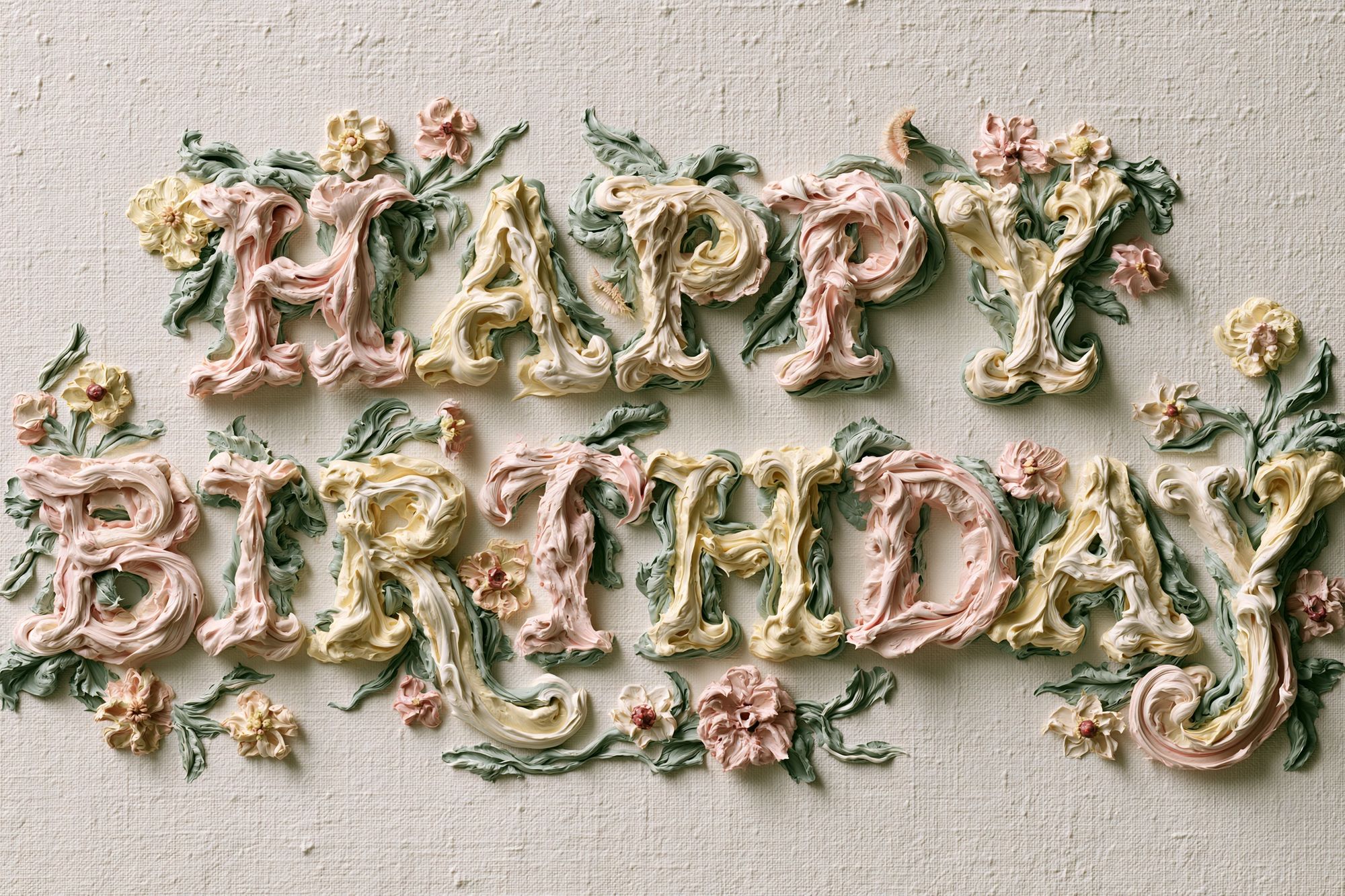 Happy Birthday Floral Typography Poster. poster — typography art