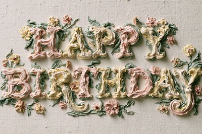 Happy Birthday Floral Typography Poster.
