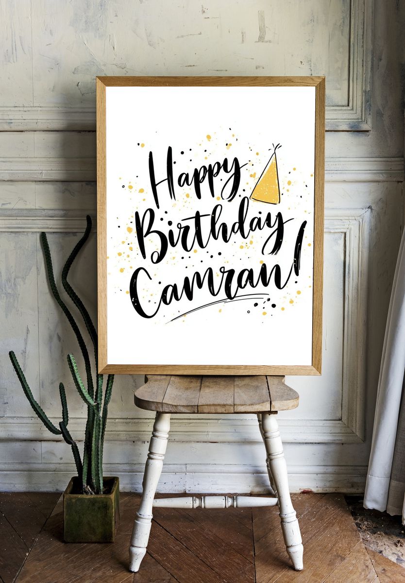 Happy Birthday Calligraphy Poster. room preview