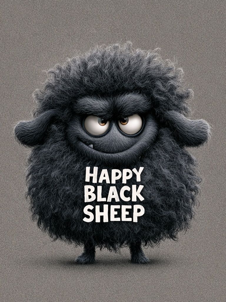 Happy Black Sheep Typography Poster. poster — typography art