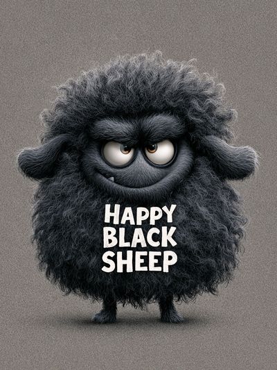 Happy Black Sheep Typography Poster.