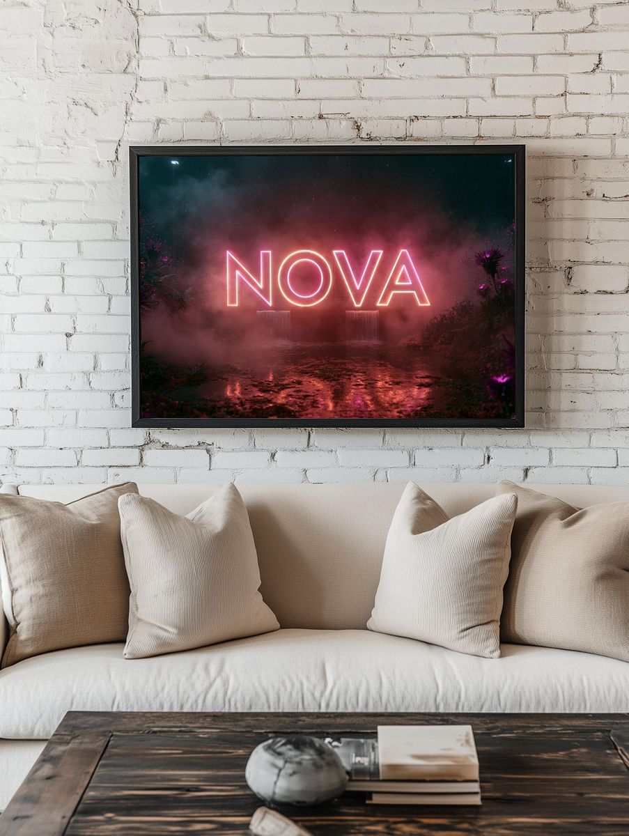 Nova Neon Typography Poster. — room view 1