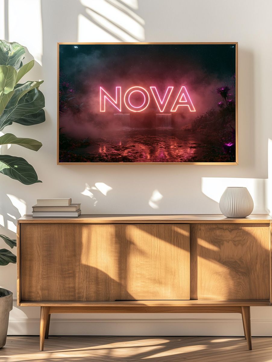 Nova Neon Typography Poster. — room view 3