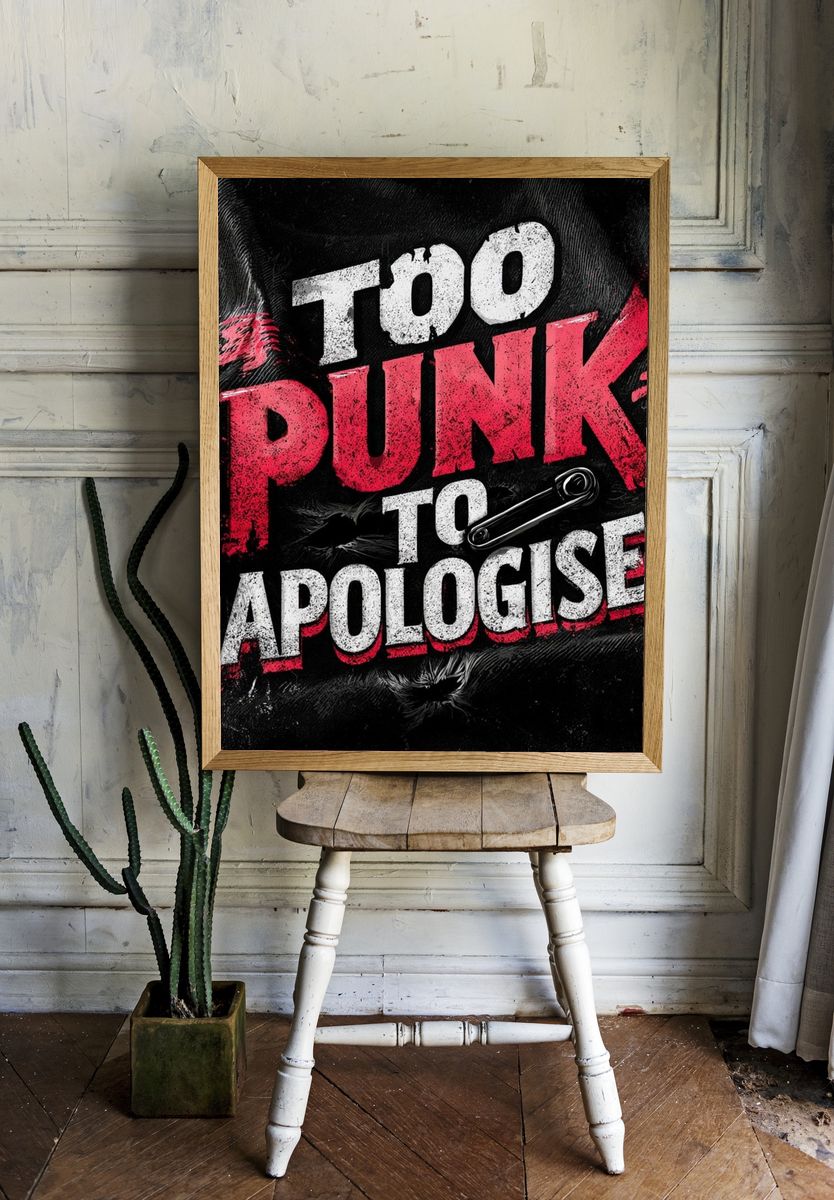 Too Punk to Apologise Typography Poster. room preview