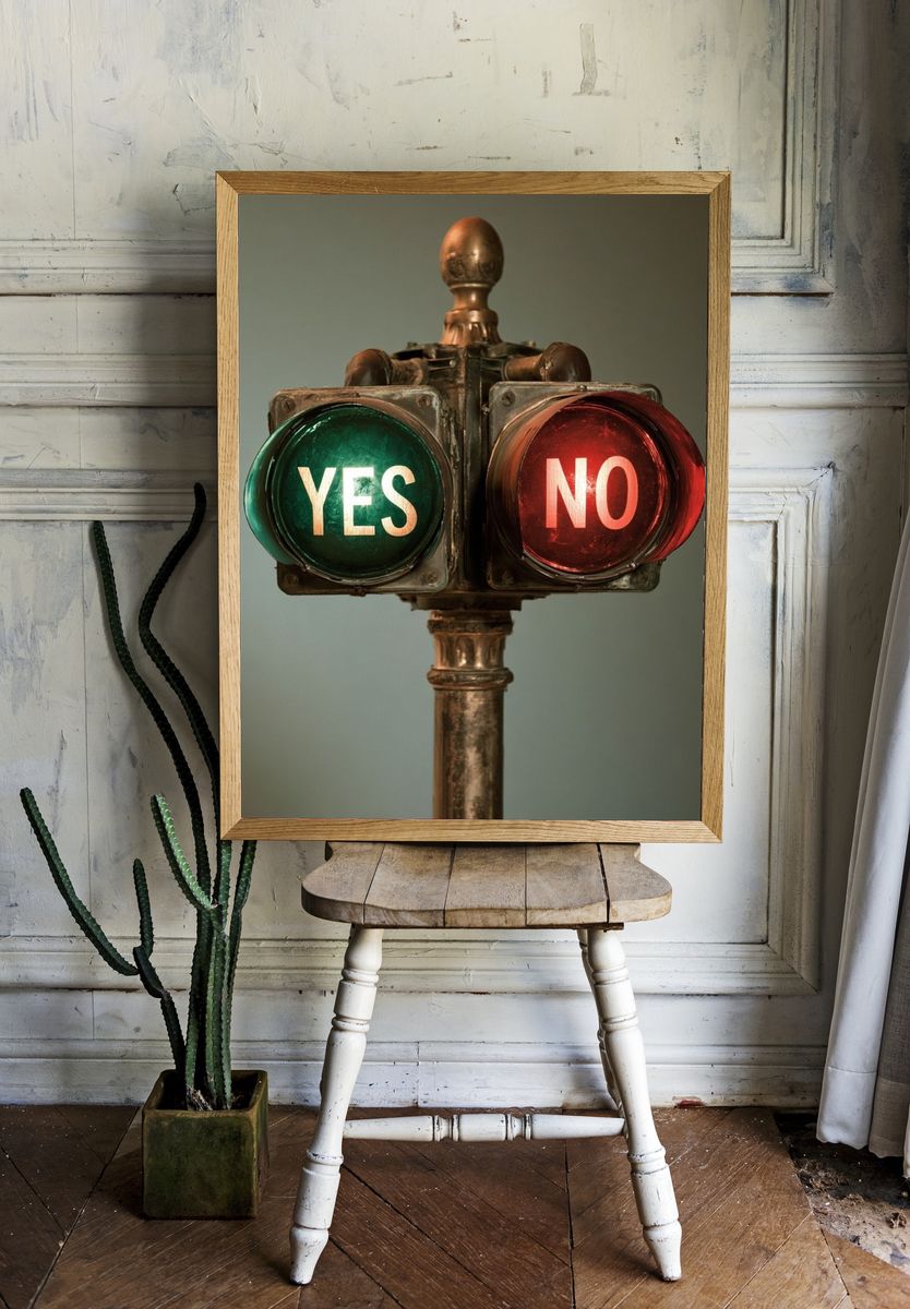 Yes No Signal Typography Poster. room preview