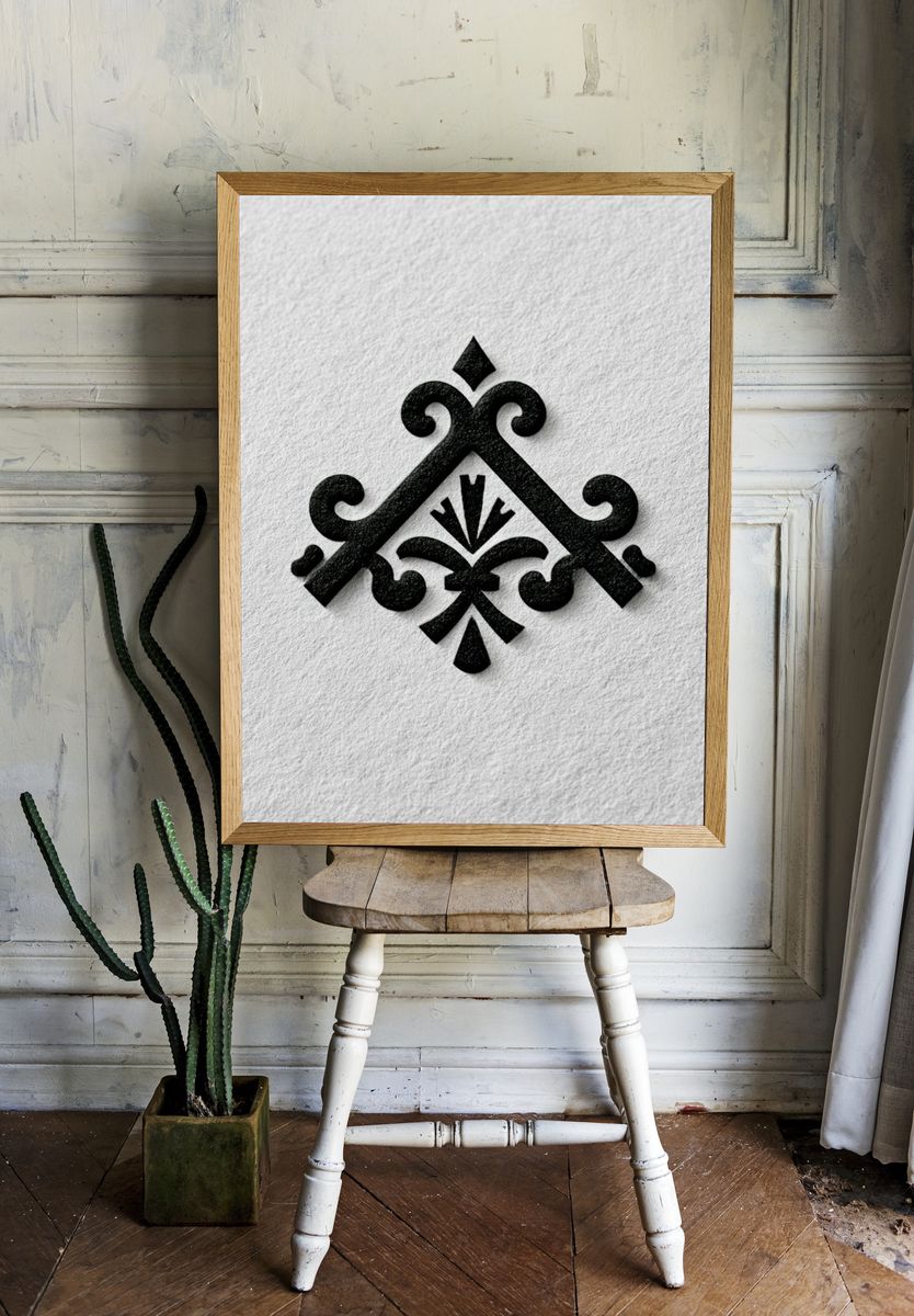 Ornamental Black Emblem Typography Poster. room preview