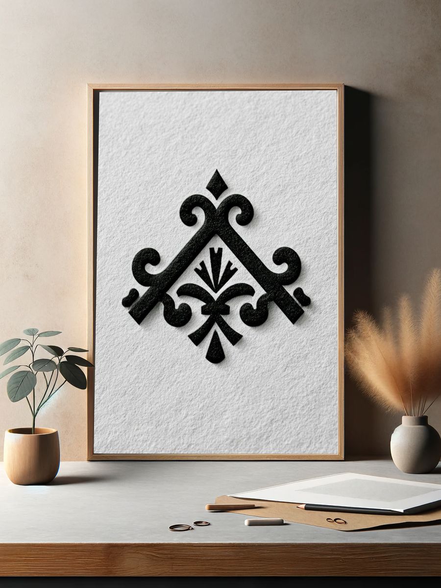 Ornamental Black Emblem Typography Poster. — room view 2