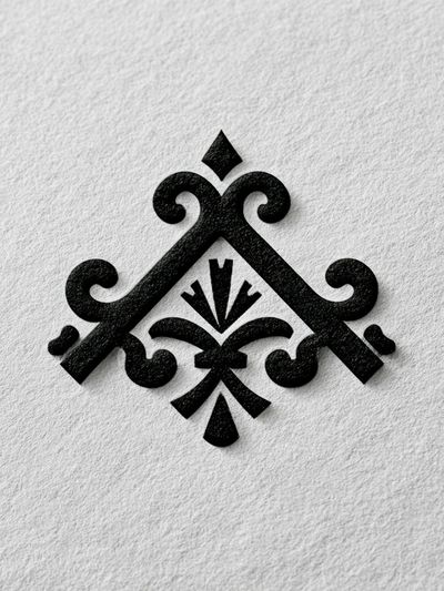 Ornamental Black Emblem Typography Poster.